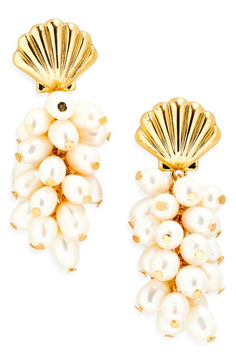 Shell & Faux Pearl Drop Earrings