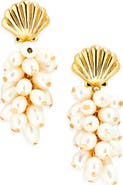 Kenneth Jay Lane Shell & Faux Pearl Drop Earrings