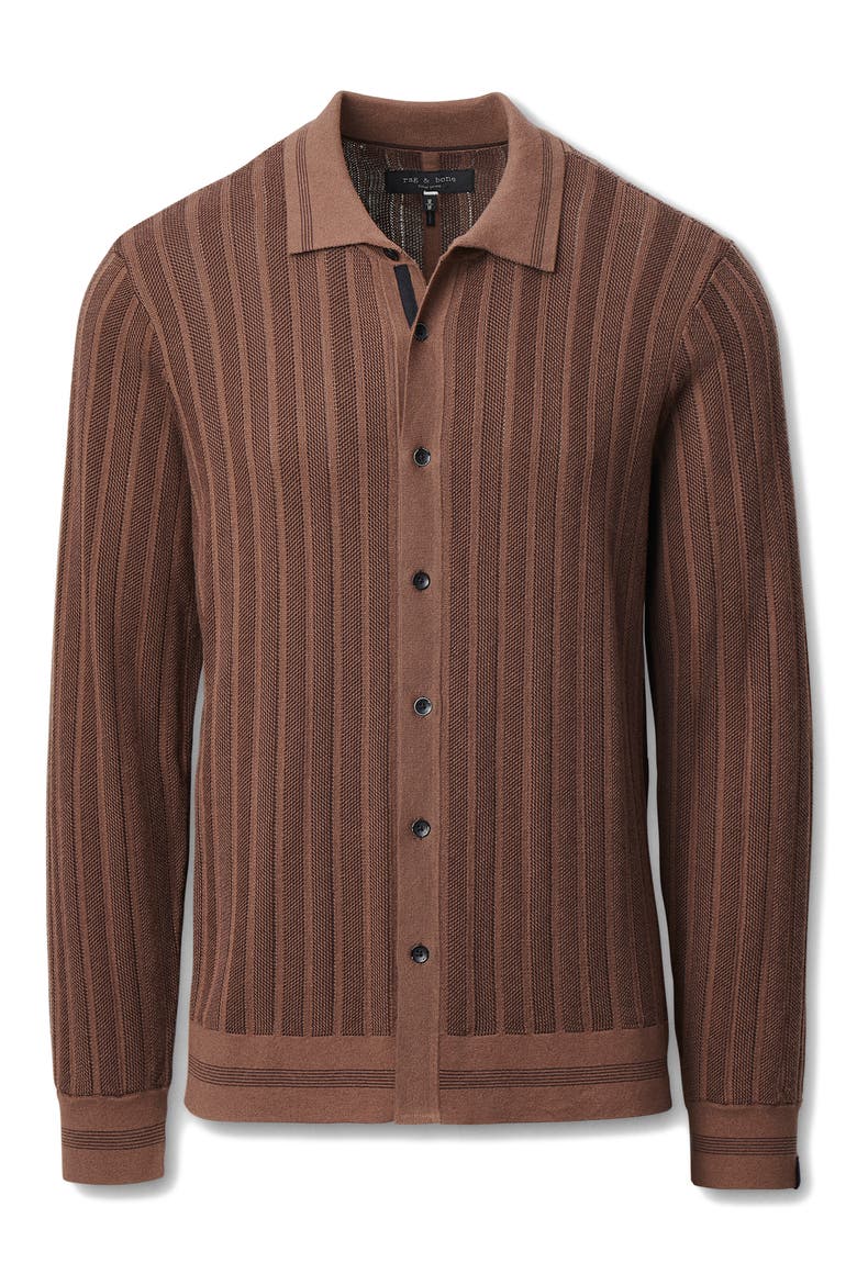 Harvey Long Sleeve Knit Button-Up Shirt, Alternate, color, COFFEE
