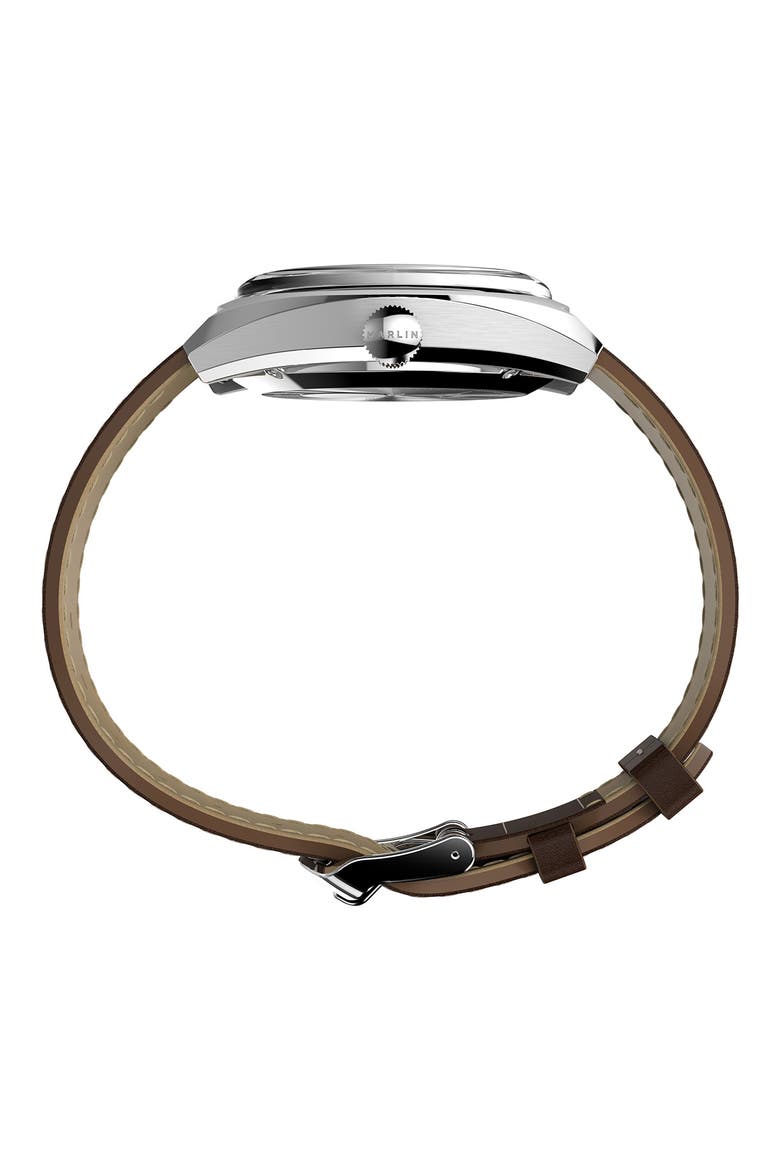 Marlin Automatic Leather Strap Watch, 39mm, Alternate, color, BROWN