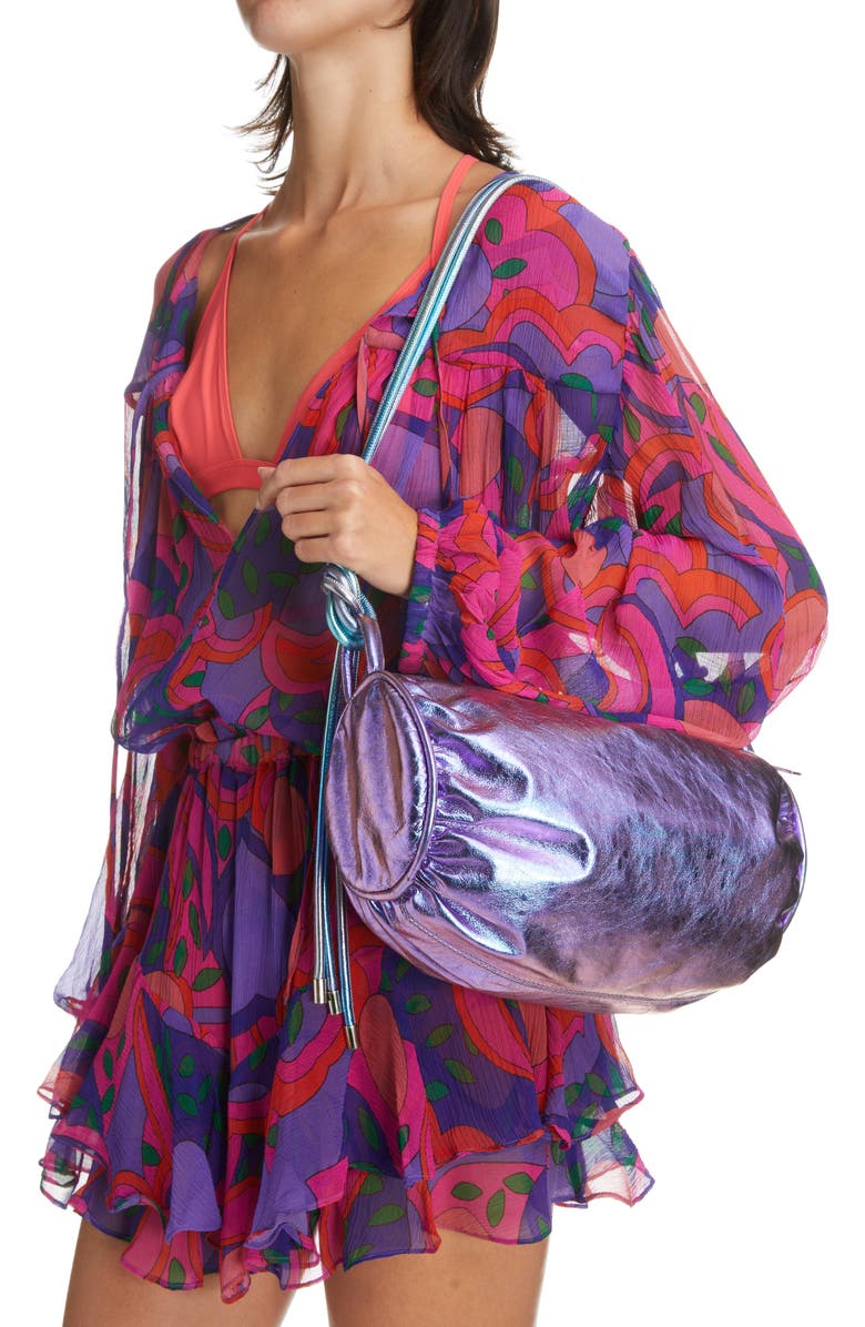 Isabel Marant Shelby Scrunch Iridescent Leather Shoulder Bag, Alternate, color,