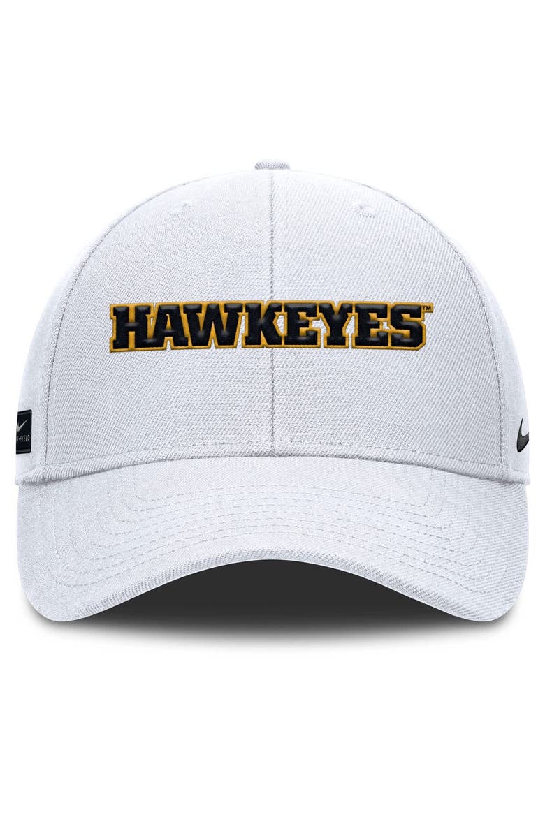 Men's Nike White Iowa Hawkeyes 2025 On-Field Rise Performance Adjustable Hat, Alternate, color, White