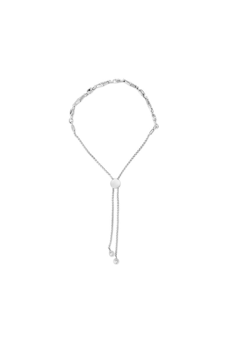 Silver 1/2 Cttw Diamond Alternating Circle and Kite Link Adjustable Bolo Bracelet, Alternate, color, White