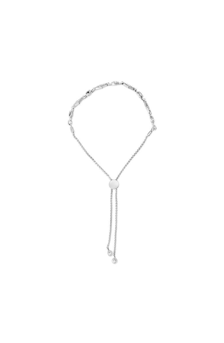 Haus of Brilliance Silver 1/2 Cttw Diamond Alternating Circle and Kite Link Adjustable Bolo Bracelet, Alternate, color, White
