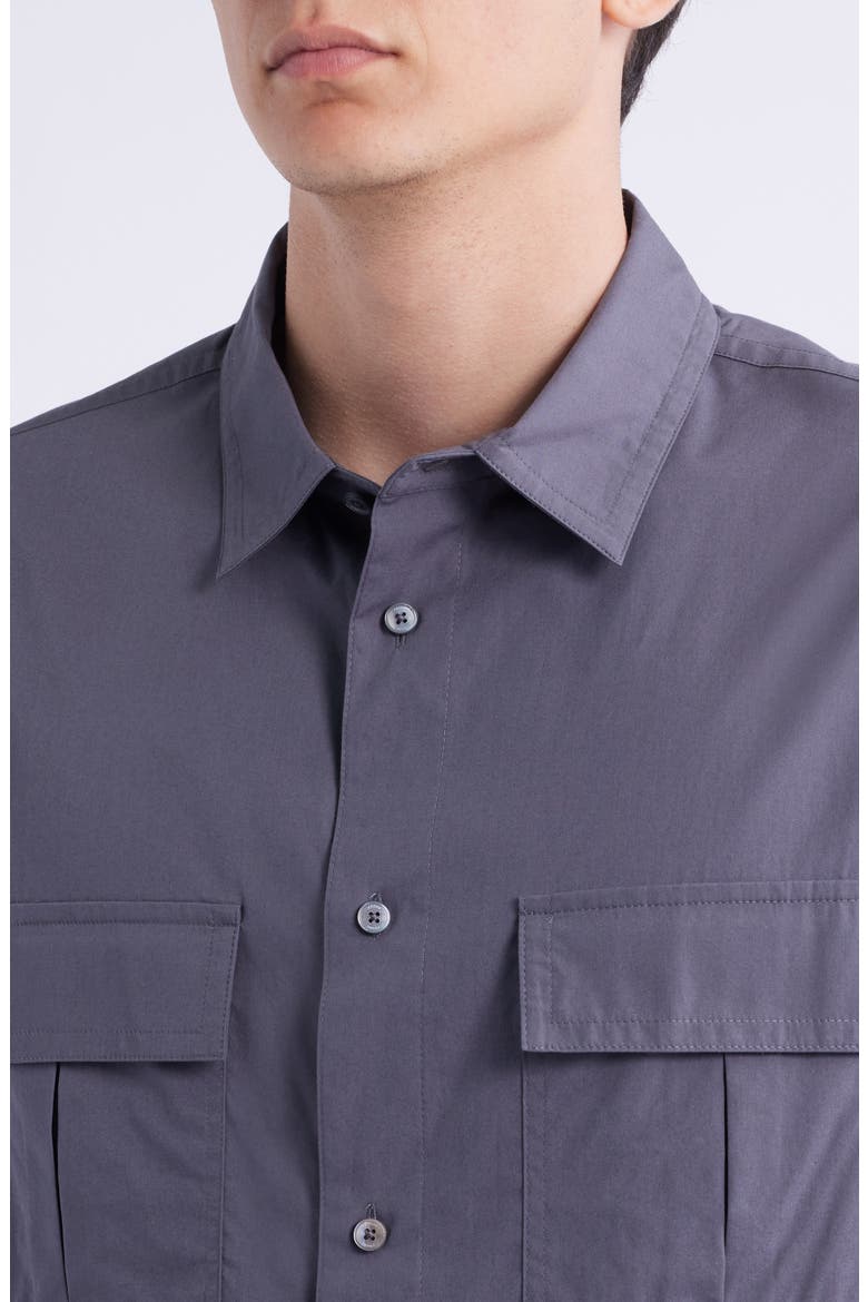 Patch Pocket Cotton Button-Up Shirt, Alternate, color, CLOUD GREY