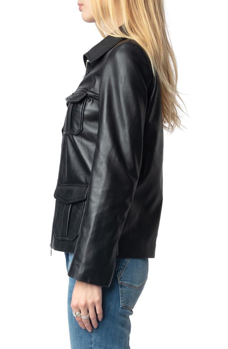 Zadig & Voltaire Lienna Leather Moto Jacket, Alternate, color, 