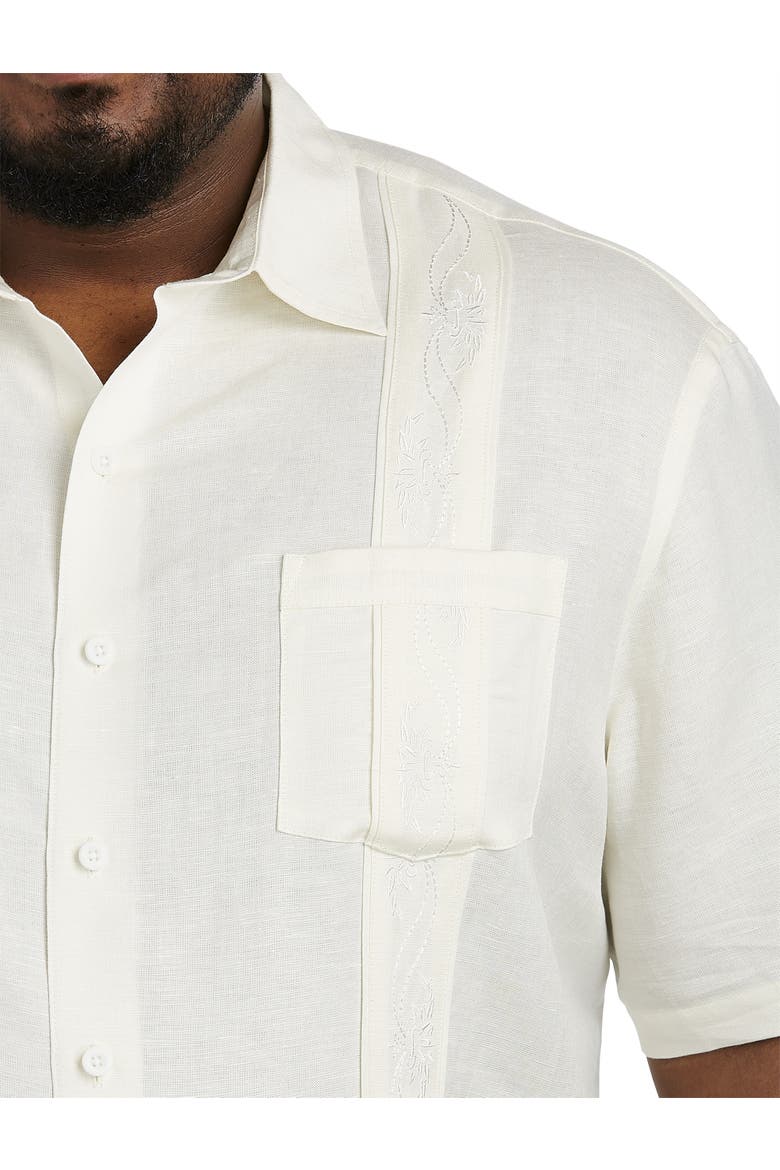 Big & Tall Embroidered Panel Sport Shirt, Alternate, color, WHITE