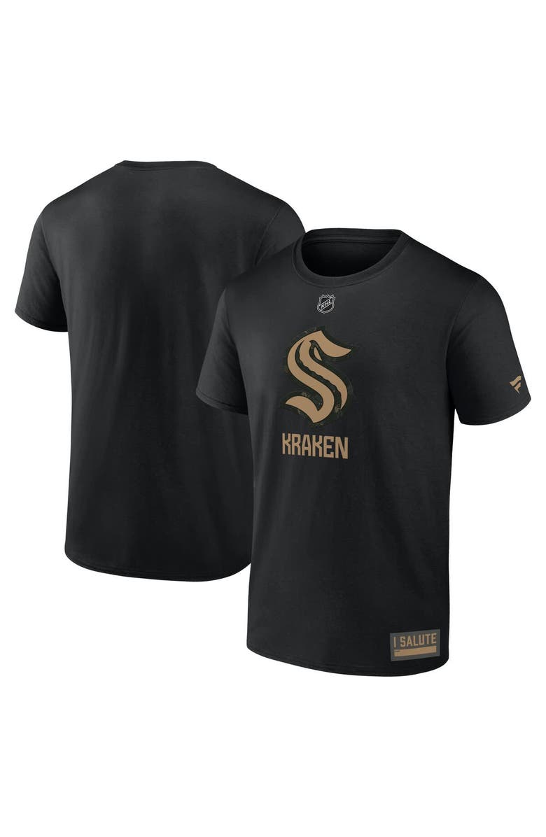 FANATICS Men's Fanatics Black Seattle Kraken 2024 Military Appreciation T-Shirt, Main, color, Black