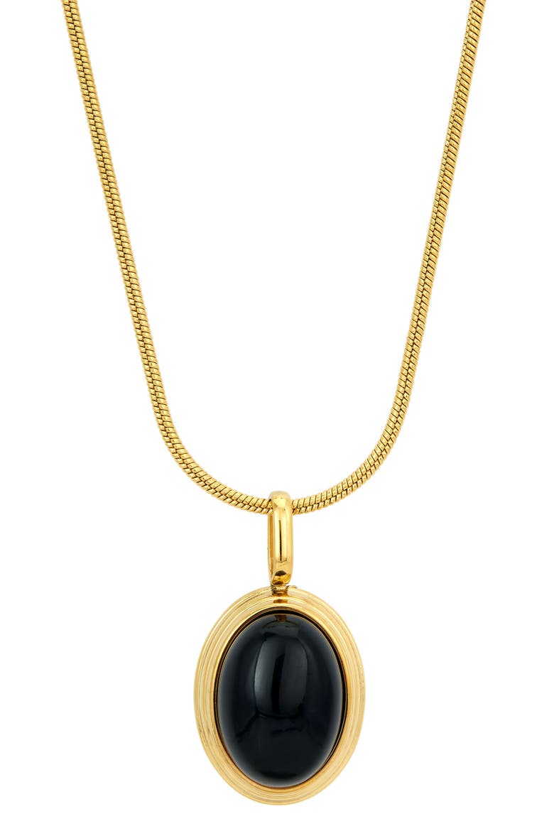 Onyx Oval Pendant Necklace, Main, color, GOLD