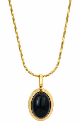 SAVVY CIE JEWELS Onyx Oval Pendant Necklace