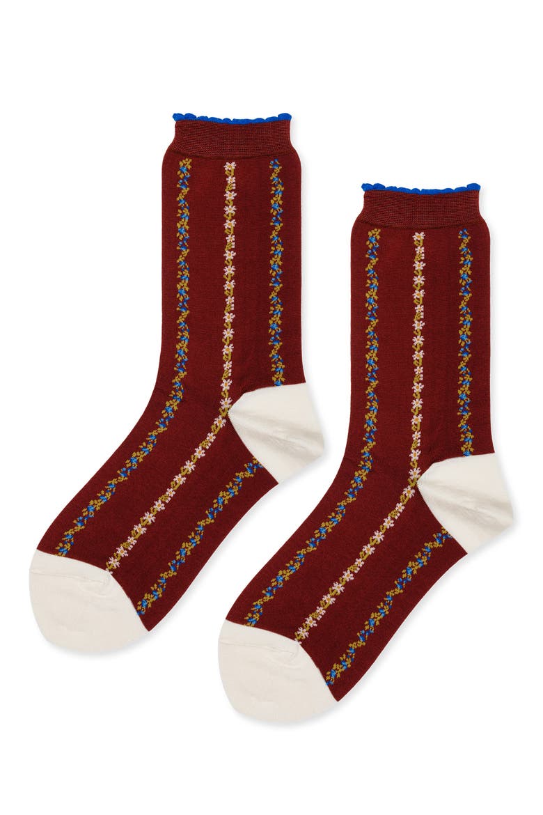 Louelle Crew Socks, Alternate, color, RUST