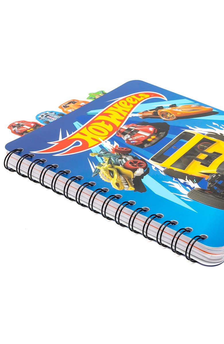 Inkology 4 Tab Journal, Hot Wheels, 160 Pages, Racing Themed Spiral Notebook 3+, Alternate, color, Multicolored