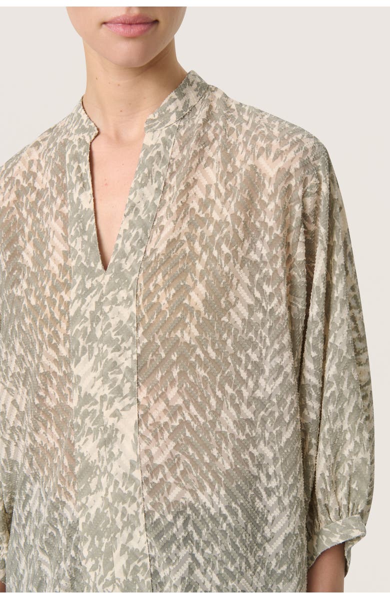 Soaked in Luxury SLOsaka Notch Neck Cropped Sleeve Blouse, Alternate, color, Shadow Drop Print