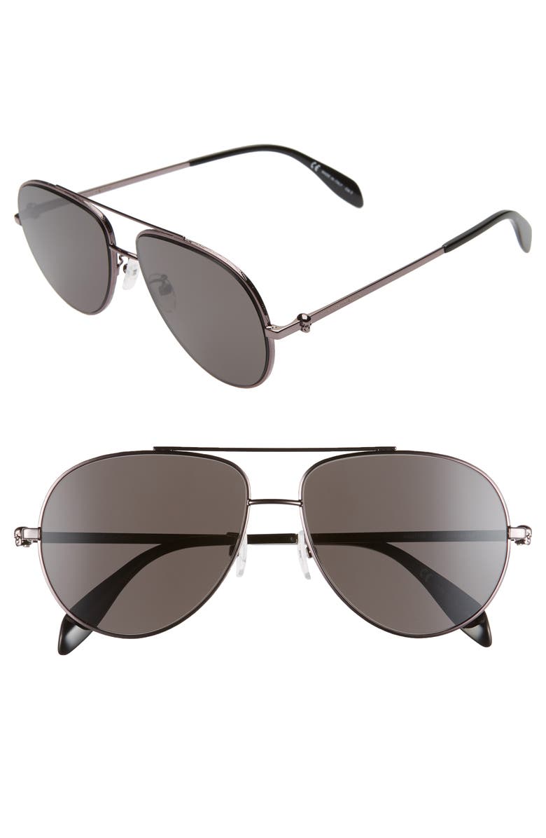 McQueen Alexander McQueen 60mm Aviator Sunglasses, Main, color, 