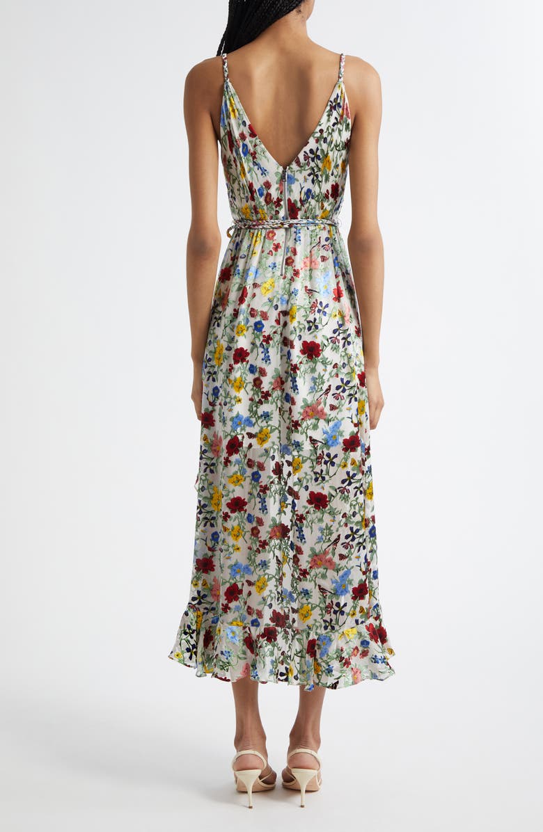 Alice + Olivia Tara Floral Ruffle Detail High-Low Dress, Alternate, color, Dollhouse