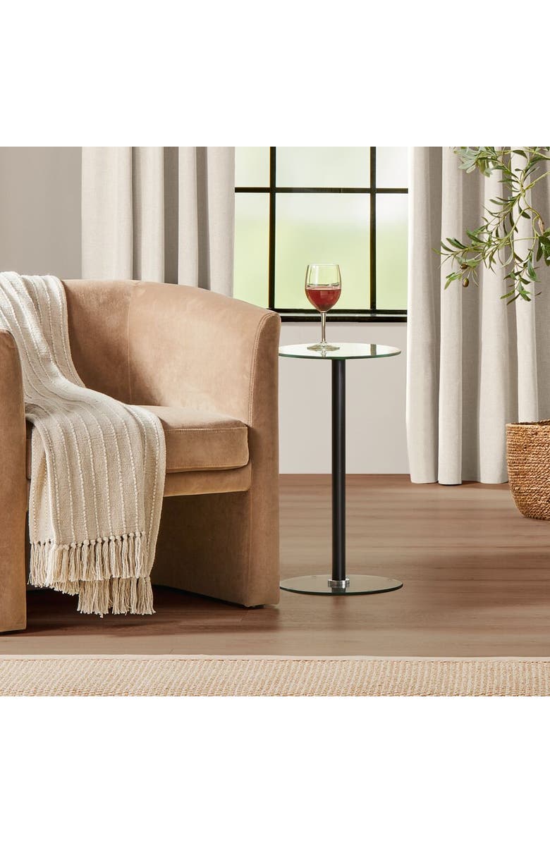 iDesign 12" GINA Glass Steel Drink Table, Alternate, color,