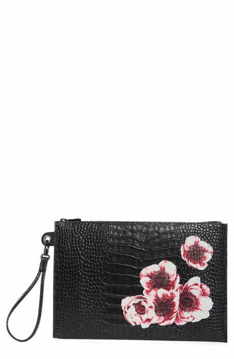 Longchamp Croc Embossed Leather Wristlet