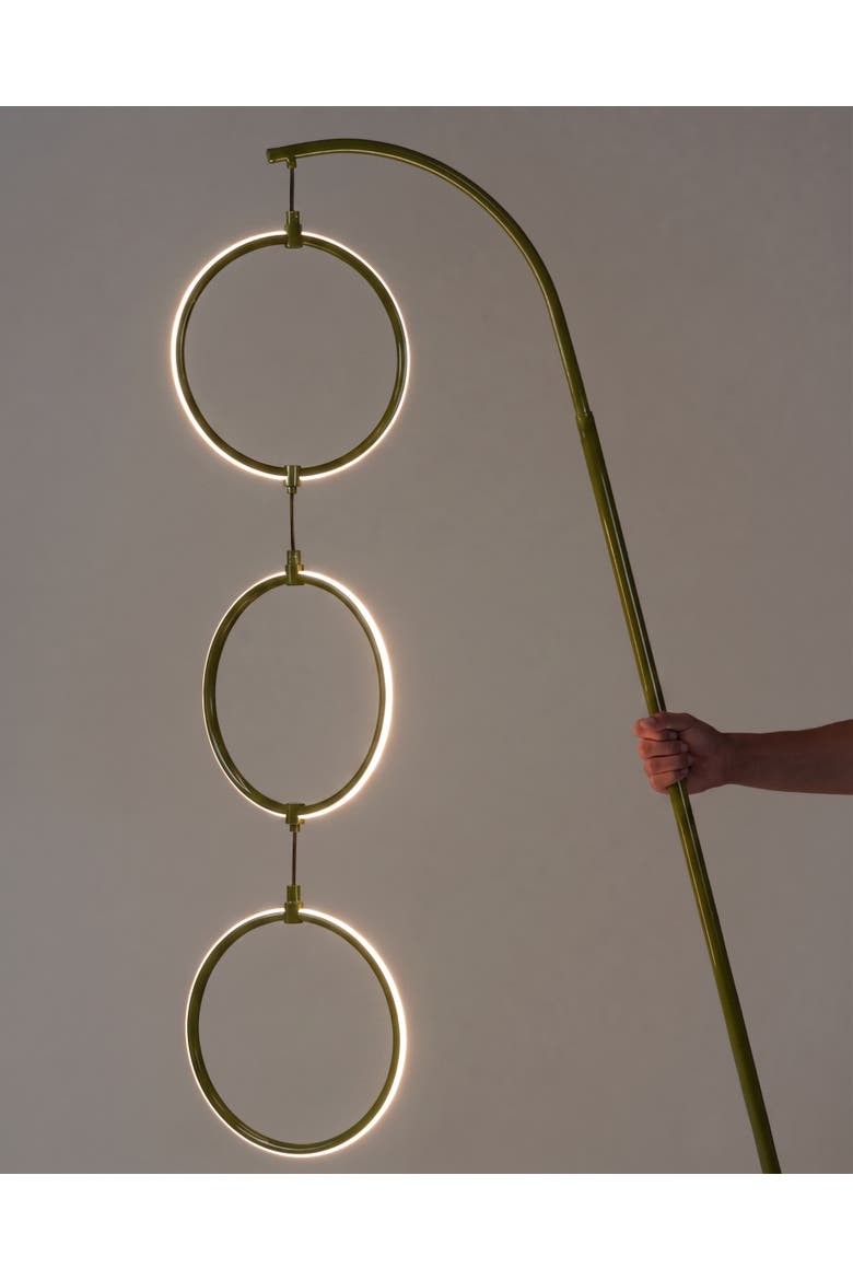 3 Ring Lamp 74" Novelty Halo Integrated LED Floor Lamp with 3-Way Dimming, Alternate, color, Green