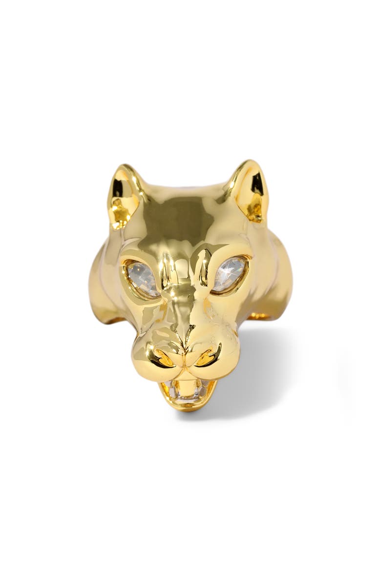 Panther Visage Ring, Main, color, GOLD/ CRYSTALS