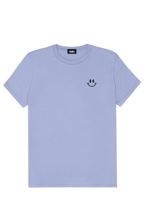 Dalix Smile Face Tee In Lavender Blue