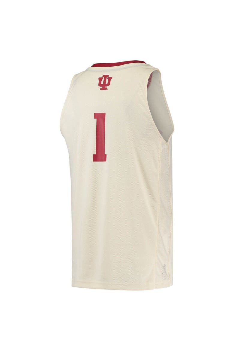 Men's adidas #1 Cream Indiana Hoosiers Swingman Basketball Jersey, Alternate, color, Cream
