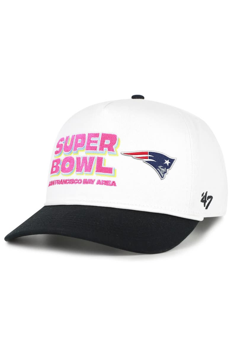 '47 Men's '47 White/Black New England Patriots Super Bowl LX Stacked Hitch Adjustable Hat, Alternate, color, White