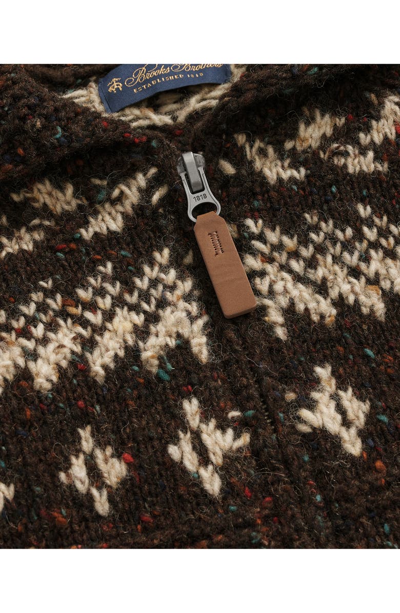 Brooks Brothers Donegal Fair Isle Wool Sweater, Alternate, color, Brownfleecefi