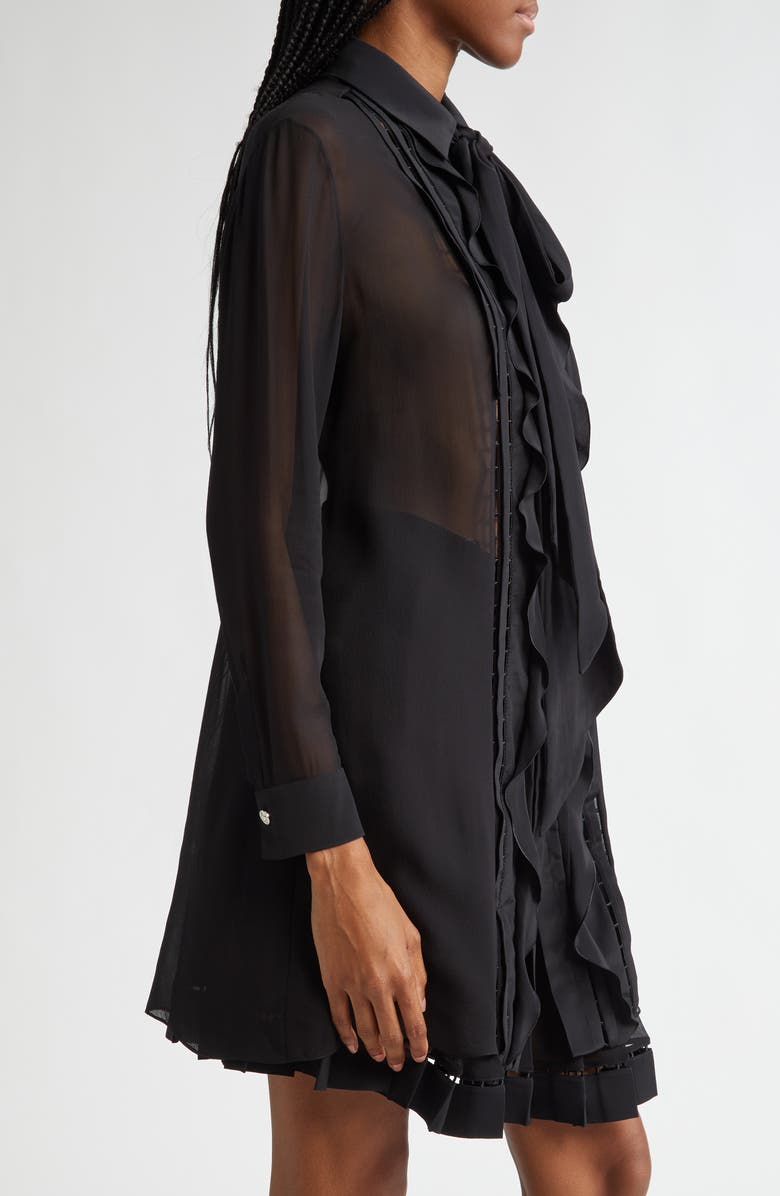 Versace Pussy Bow Long Sleeve Silk Georgette Shirt, Alternate, color,