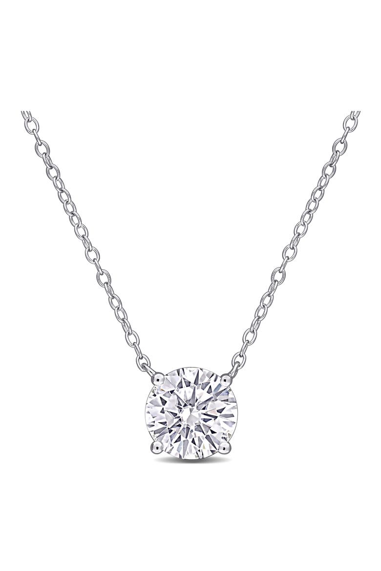 Lab Grown Moissanite Solitaire Necklace, Main, color, WHITE