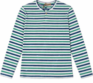 Positive Ladies Striped Short Henley Tee