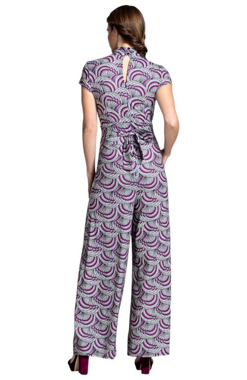 Hotsquash London Clothing Printed Wideleg Jumpsuit In Purple Kimono Print