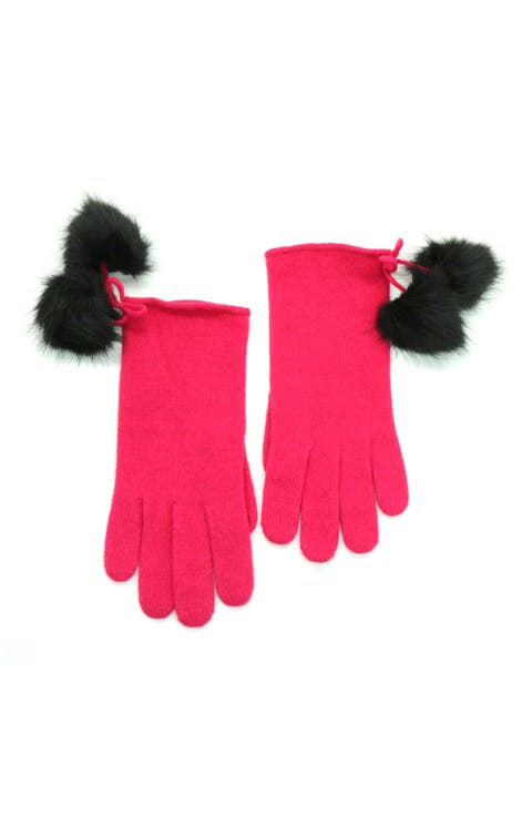 Pompom Wool Blend Gloves