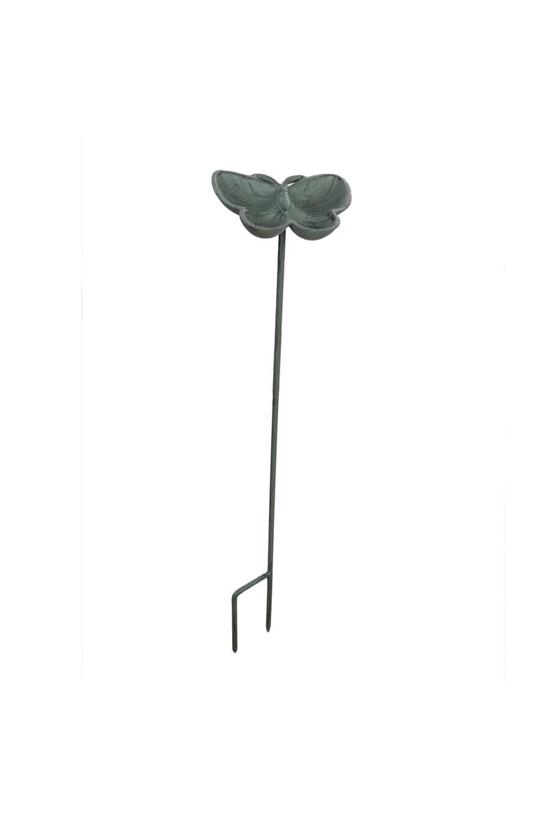 Iron Butterfly Birdfeeder Metallic for Spring Garden Decor, Alternate, color, Green