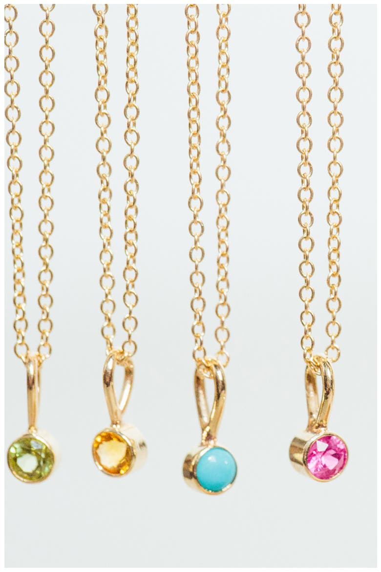 Bezel Set Turquoise Charm, Alternate, color, YELLOW GOLD