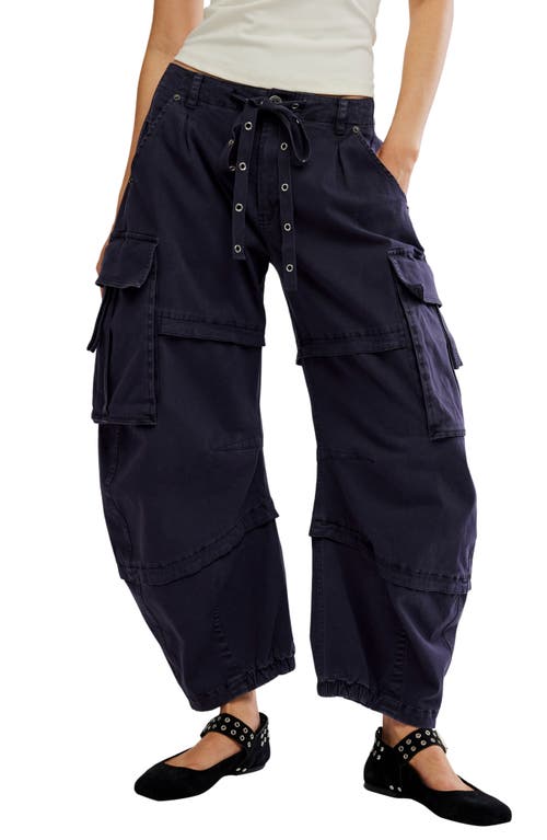Free People Reef Curved Cargo Twill Pants In Black