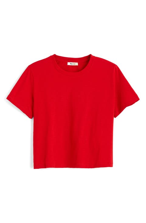 Boxy Crop Cotton Slub T-Shirt