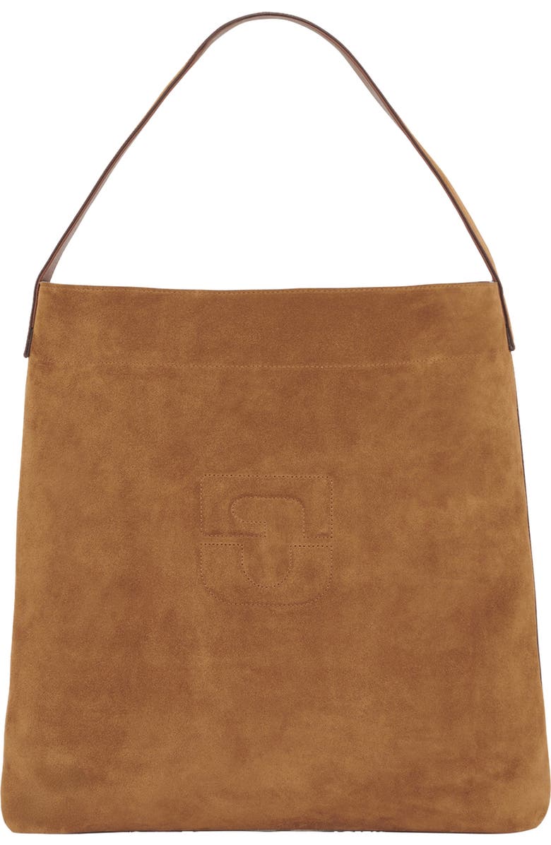GERARD DAREL Lady GD Suede Tote Bag, Main, color, Wheat