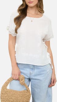 Blu Pepper Side Tie Embroidered Top