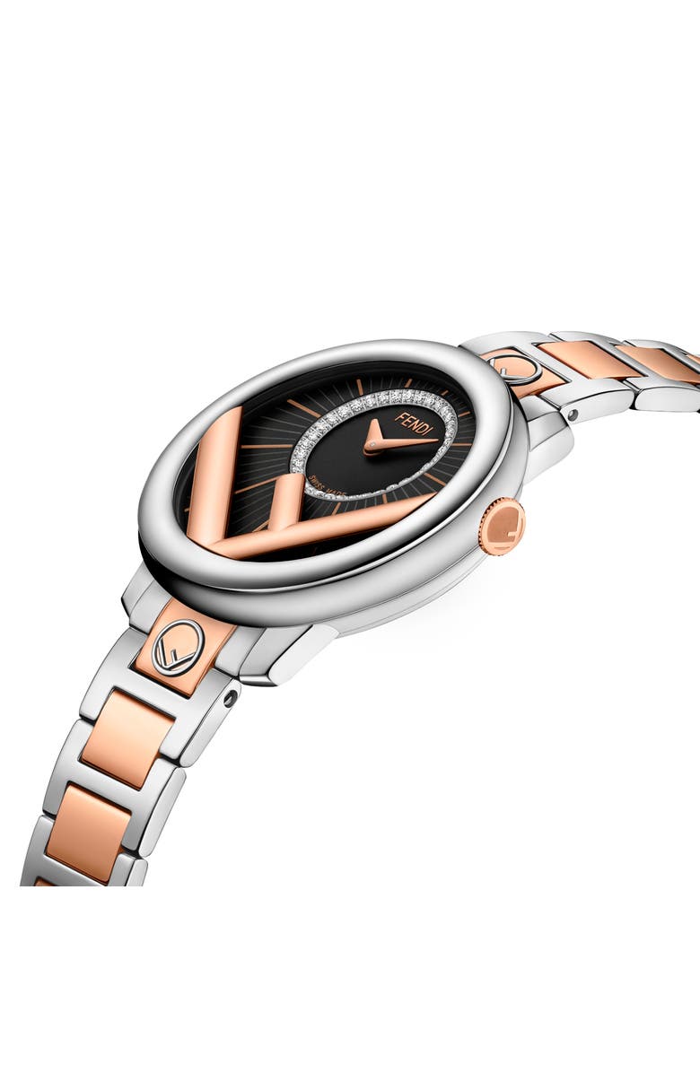 Fendi Run Away Diamond Two-Tone Bracelet Watch, 28mm, Alternate, color, Two Tone