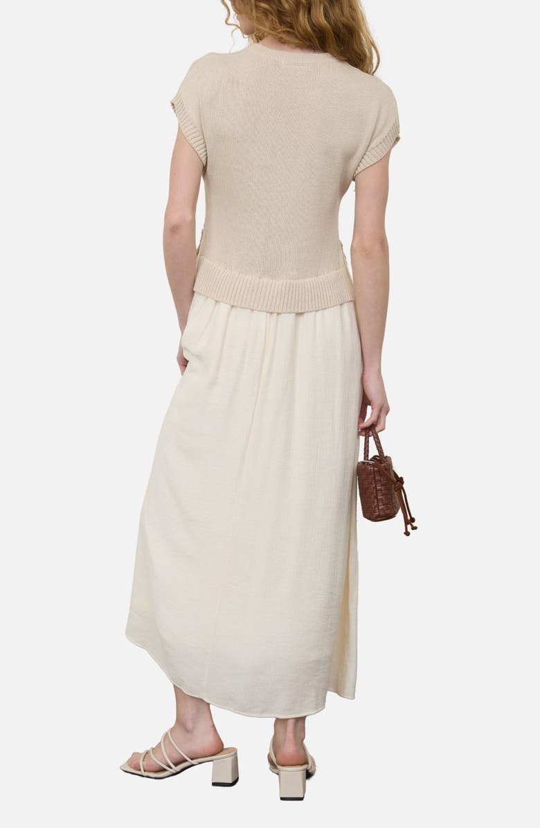 AUGUST SKY Mixed Media Midi Dress, Alternate, color, Natural