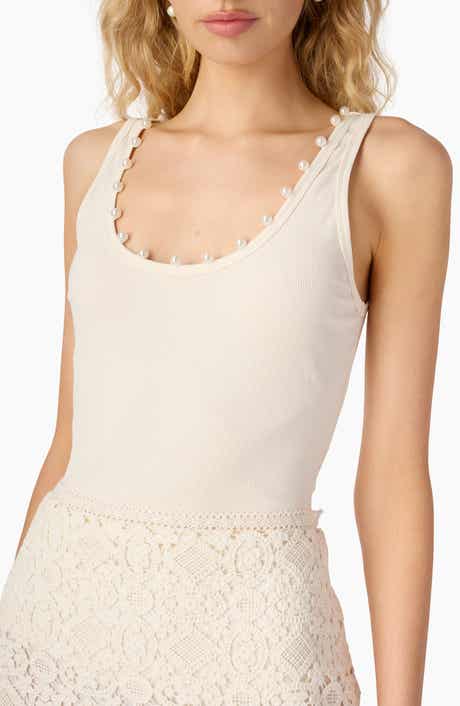 Perrie Faux Pearl Rib Tank