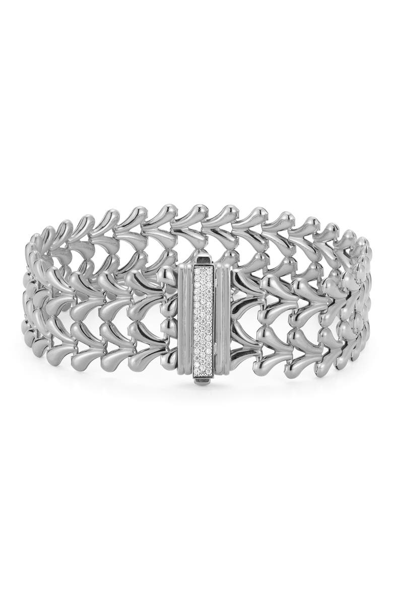Bold Double Row Weave Bracelet, Main, color, SILVER