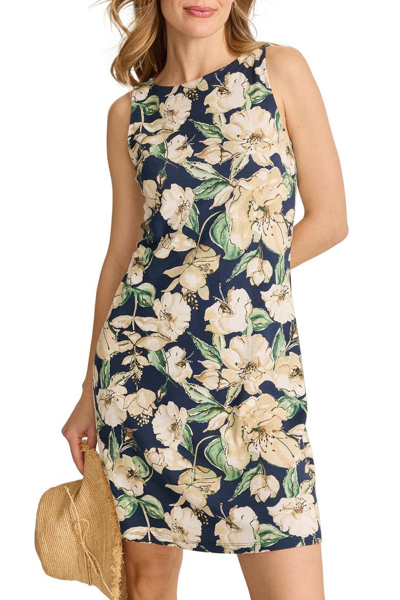 Darcy Floral Print Sleeveless Minidress, Main, color, COASTLINE