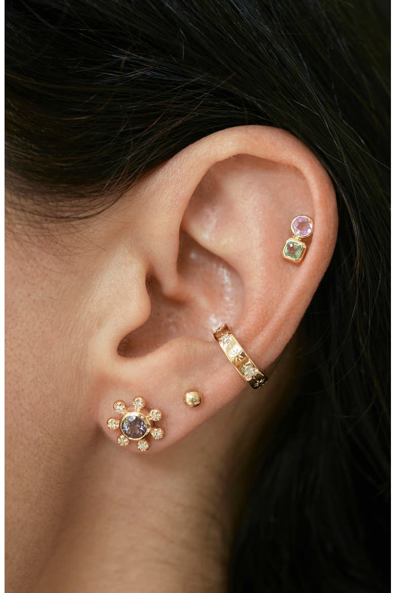 Cléo Jaeda Double Stud Earrings, Alternate, color, 14K YELLOW GOLD/ MULTICOLOR