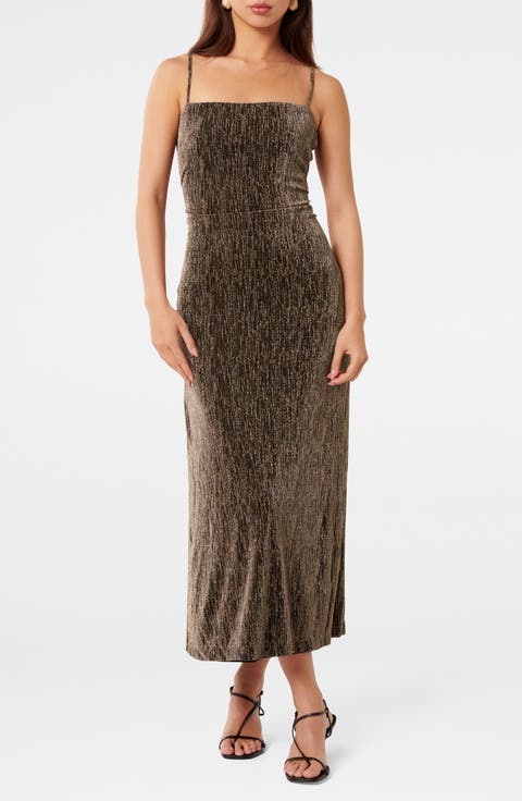 Kendra Metallic Jersey Midi Dress