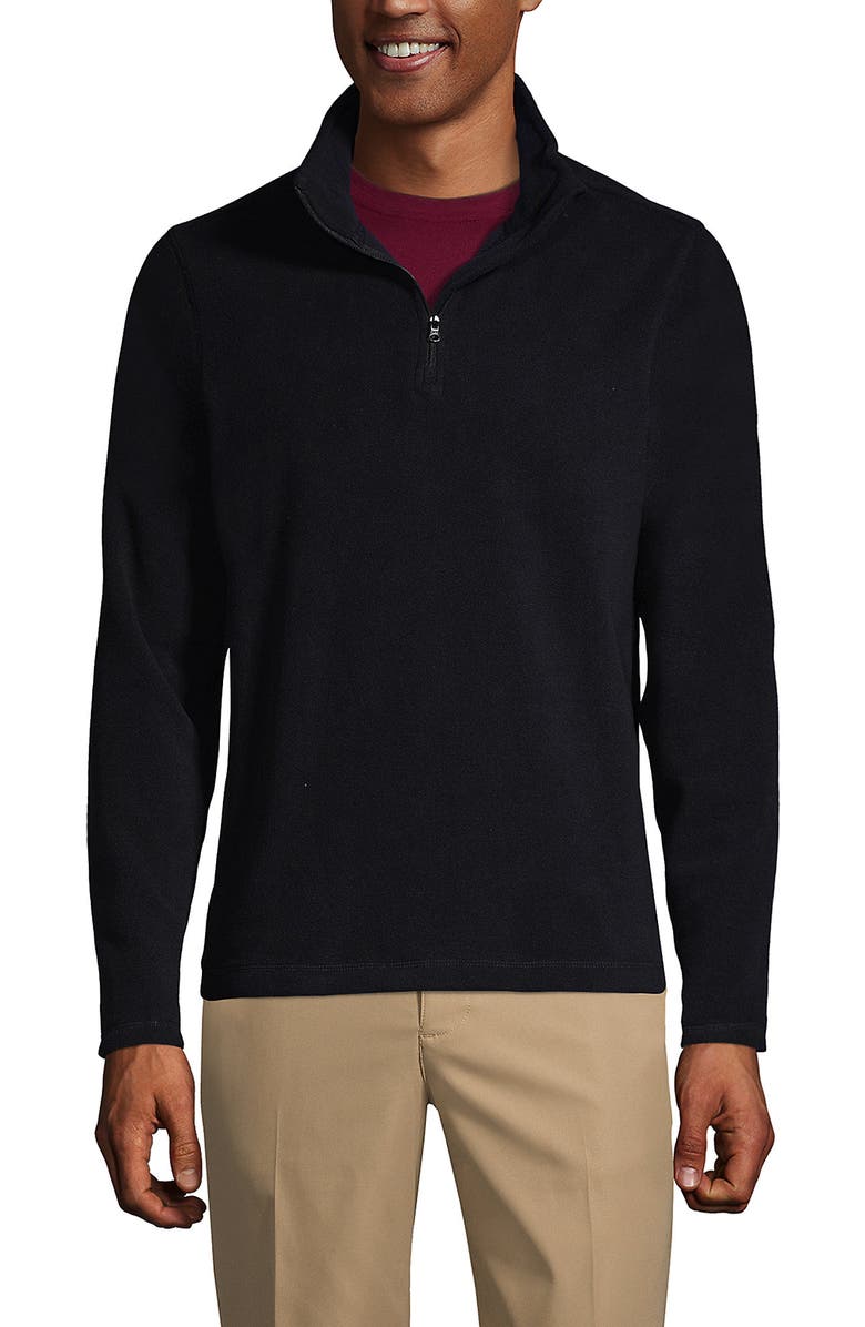 Lands' End School Uniform Young  Lightweight Fleece Quarter Zip Pullover, Main, color, Black