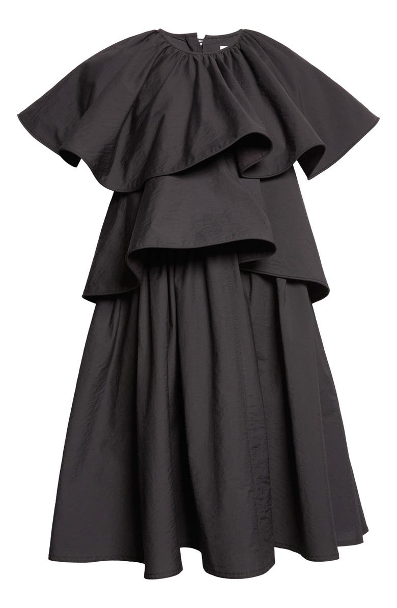 NACKIYÈ Lily Pond Layered Cotton & Nylon Dress, Alternate, color, Noir