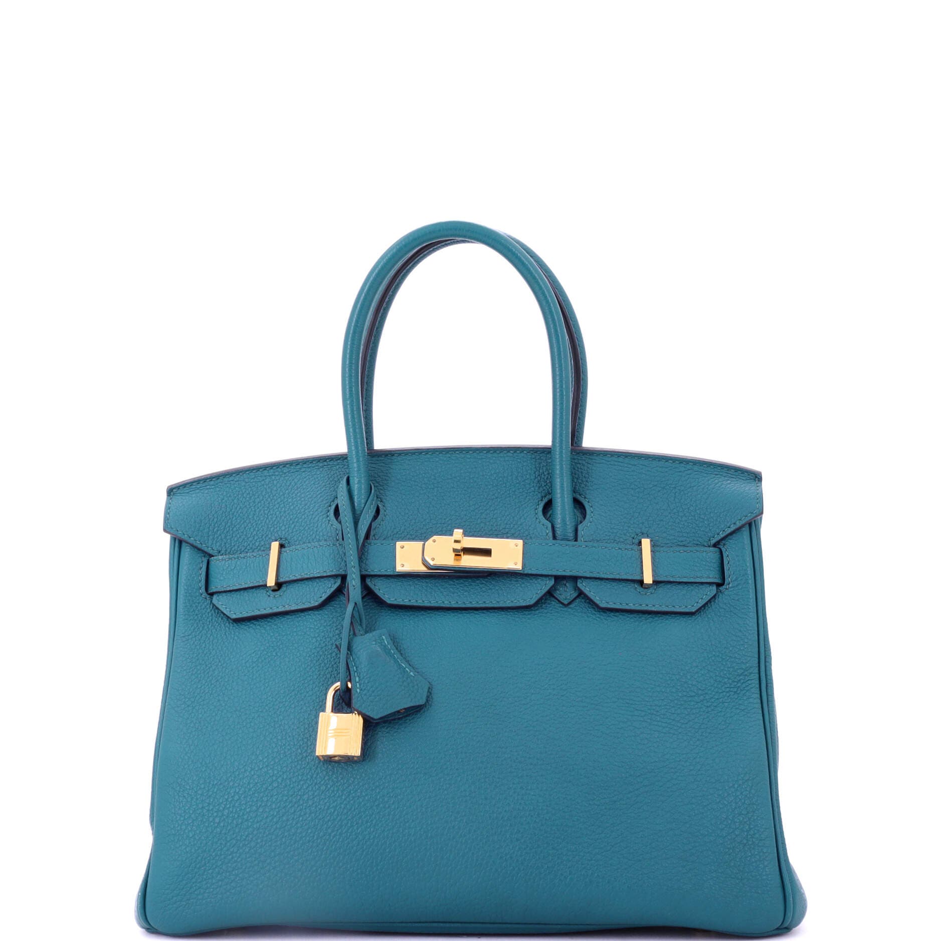 Pre-Owned Hermes Birkin Handbag Blue Togo with Gold Hardware 30, Main, color, 