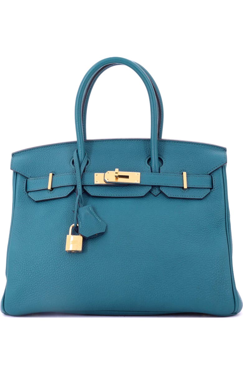 Pre-Owned Hermes Birkin Handbag Blue Togo with Gold Hardware 30, Main, color, Bleu Izmir