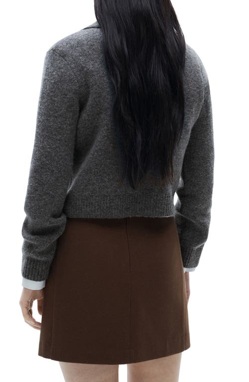 Mango Double Breasted Crop Knit Jacket In Grey